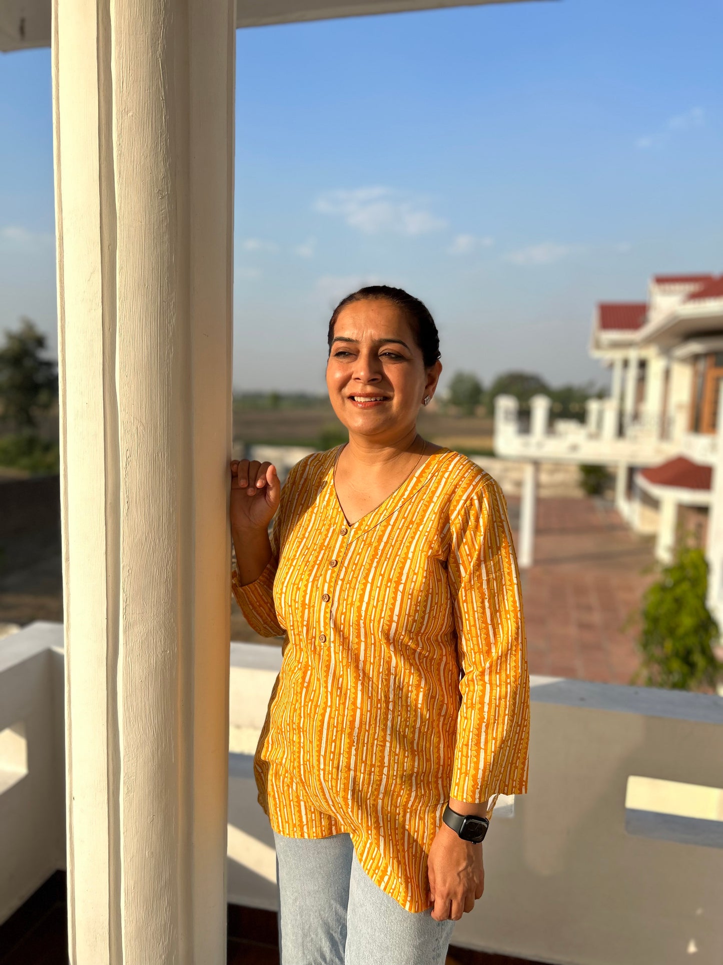 Yellow Printed Kurti
