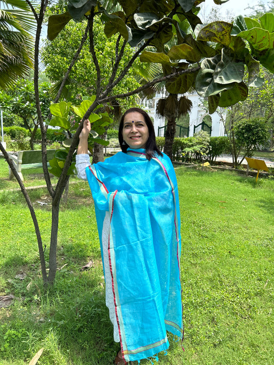 Sky Blue Linen Dupatta