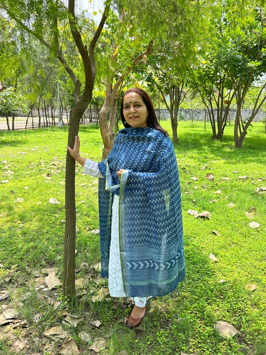 Indigo Linen Dupatta