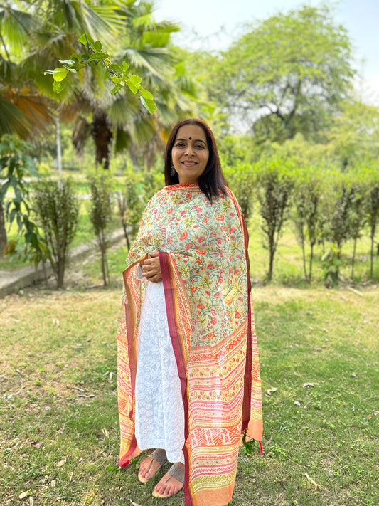 Multi Color Chanderi Digital Printed Dupatta