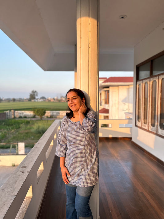 Grey Cotton Khadi Kurti